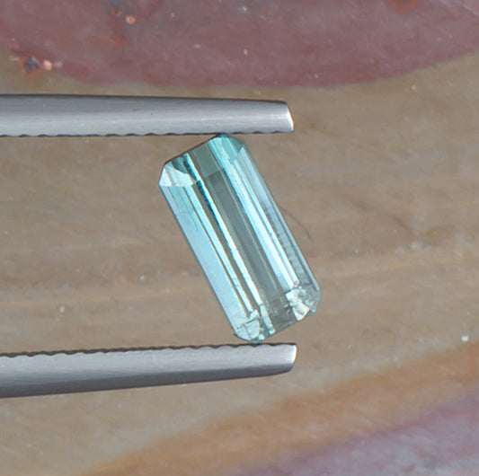 1.37ct Blue Green Tourmaline Colored Gemstone Top View Angle Natural Gemstone
