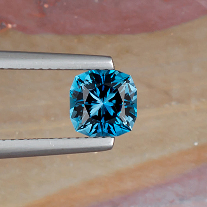 1.65ct Blue Topaz Colored Gemstone Top View Natural Background 
