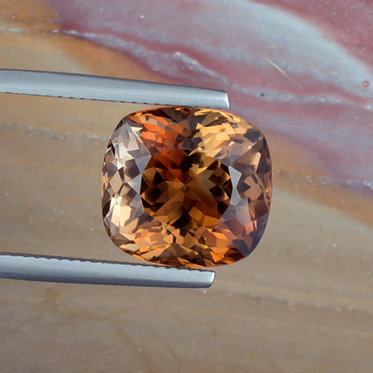 11.66ct Precious Topaz Colored Gemstone Top View Natural Background 
