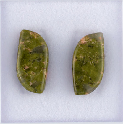 12.22twt Unakite Cabochon Colored Stone Pair