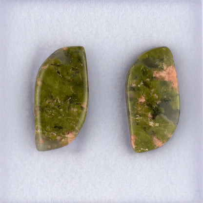 12.22twt Unakite Cabochon Colored Stone Pair