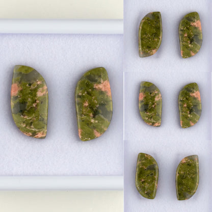 12.22twt Unakite Cabochon Colored Stone Pair