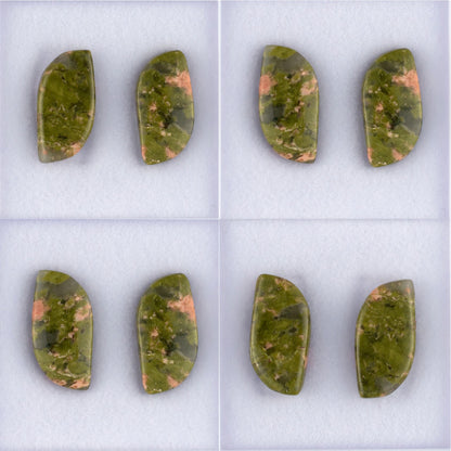 12.22twt Unakite Cabochon Colored Stone Pair