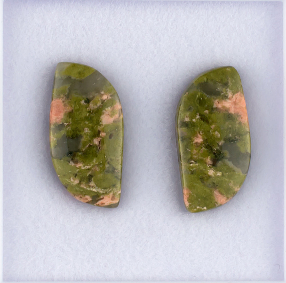 12.22twt Unakite Cabochon Colored Stone Pair