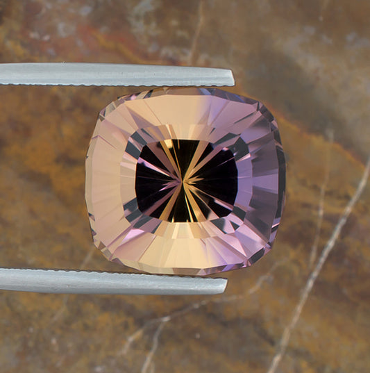16.96ct Ametrine Colored Gemstone Top View Natural Background 