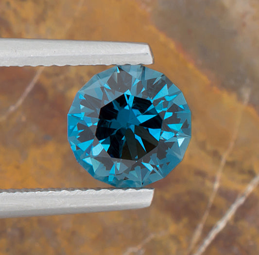2.15ct Blue Topaz Colored Gemstone Top View Natural Background