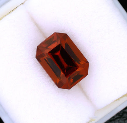 2.18ct Hessonite Garnet Colored Gemstone Top View White Background