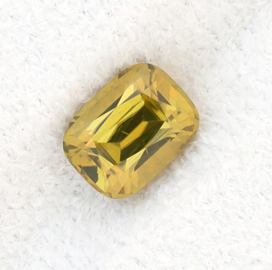 2.45ct Yellow Zircon Colored Gemstone Top View White Background