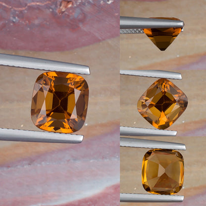 3.10ct Citrine Colored Gemstone Top View Angle Natural Background 
