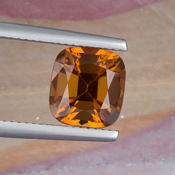 3.10ct Citrine Colored Gemstone Top View Natural Background 
