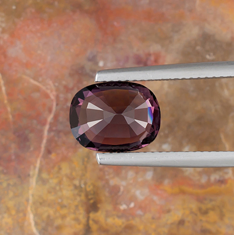 3.35ct Lavender Spinel Colored Gemstone Bottom View Natural Background 
