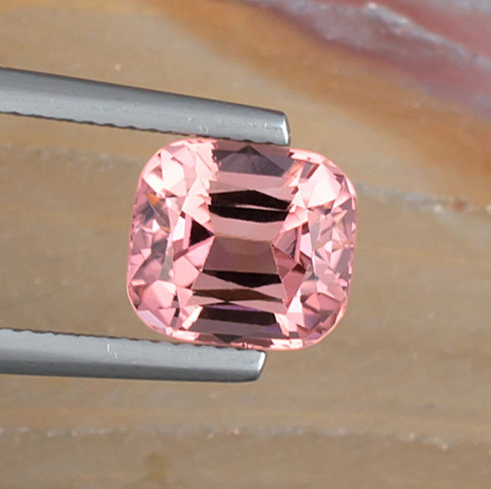 3.43ct Pink Tourmaline Colored Gemstone Top View Natural Background 
