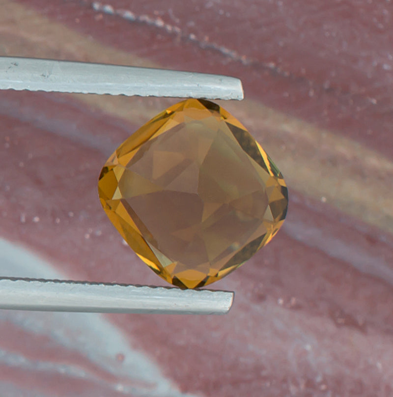 3.53ct Citrine Colored Gemstone Side View Natural Background 