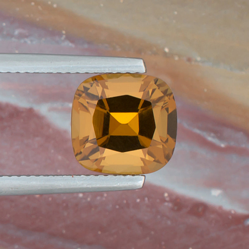 3.53ct Citrine Colored Gemstone Top View Natural Background 