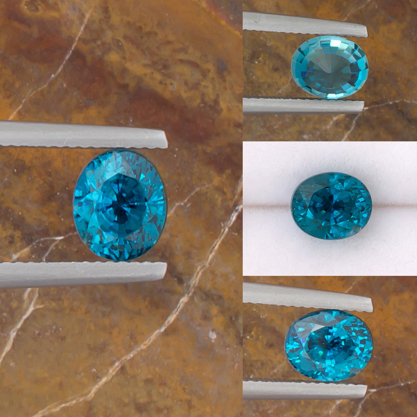 3.63ct Blue Zircon Colored Gemstone Collage I