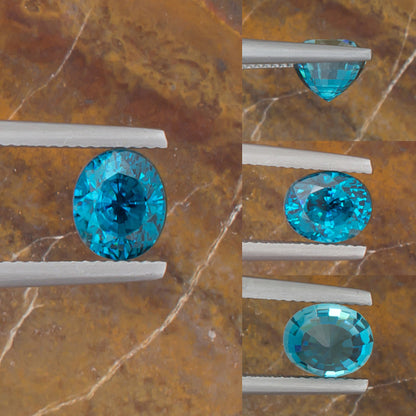 3.63ct Blue Zircon Colored Gemstone Collage II 