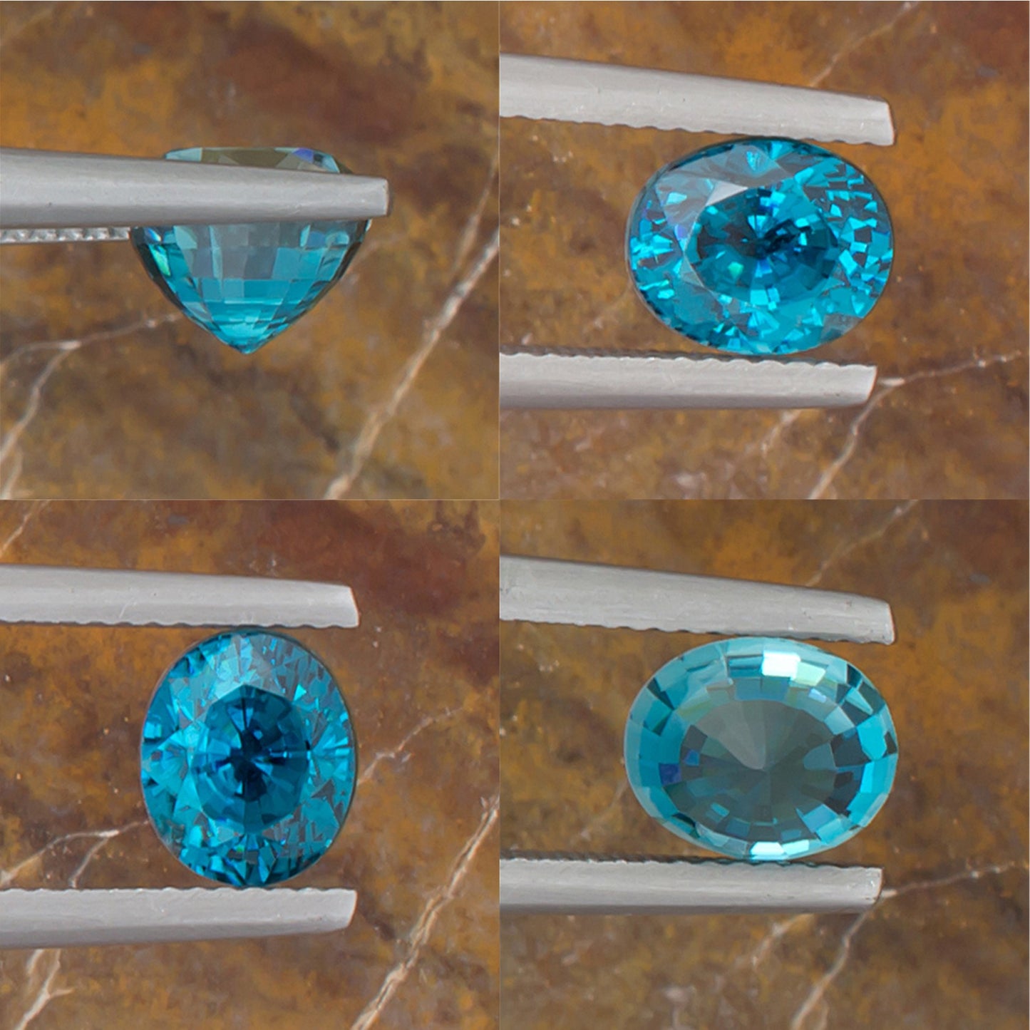 3.63ct Blue Zircon Colored Gemstone Collage III 