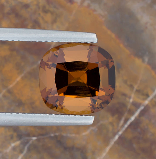 4.28ct Citrine Colored Gemstone Top View Natural Background