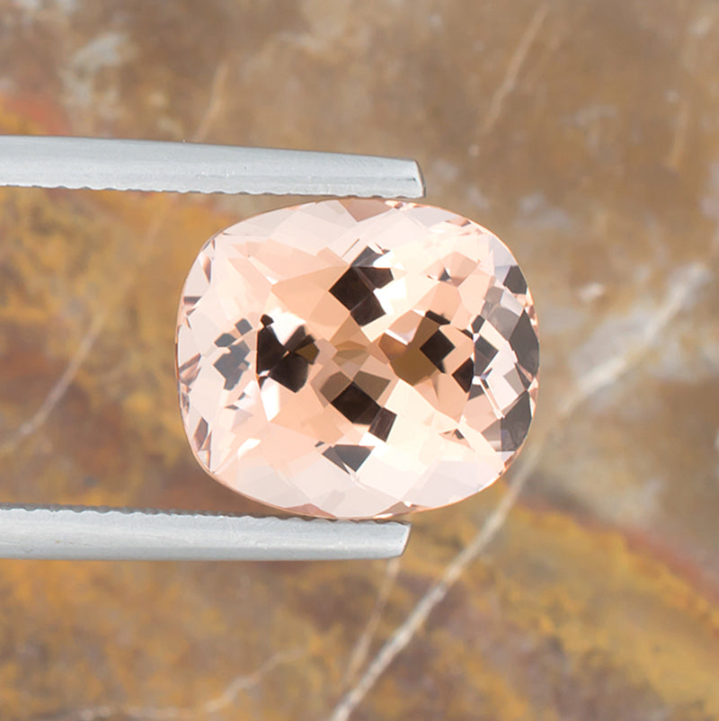 7.45ct Morganite Colored Gemstone Top View Natural Background