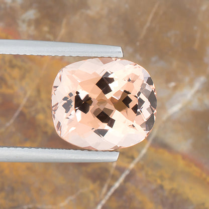 7.45ct Morganite Colored Gemstone Top View Natural Background