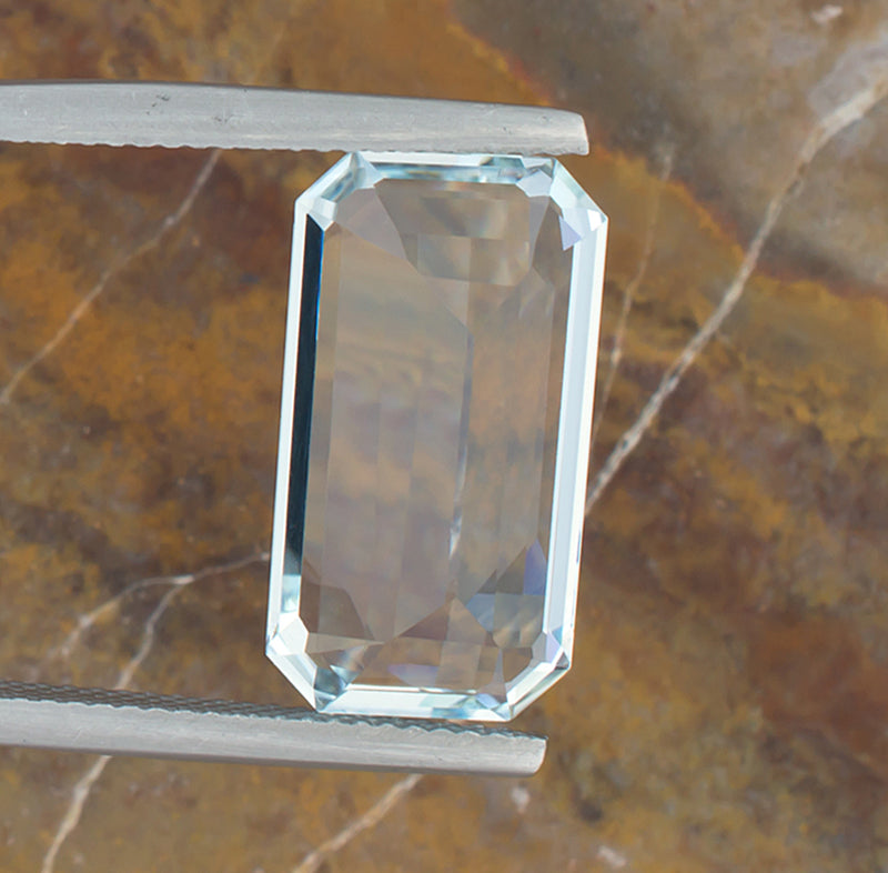 8.78ct Aquamarine Colored Gemstone Bottom View Natural Background